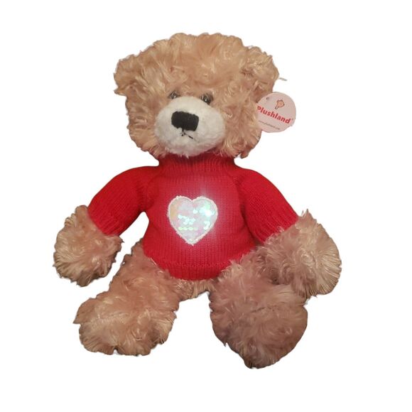 Plushland Teddy Bear Red Sweater Mermaid Sequin Heart Valentines Love With Tag - Picture 1 of 10